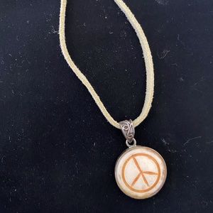 Sterling and Bone PEACE Necklace